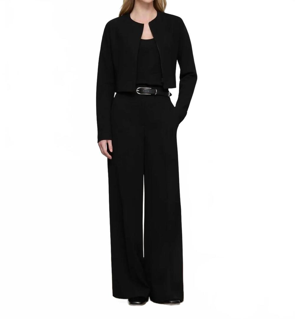 NEW LAFAYETTE 148 finesse crepe slim cropped jacket in black